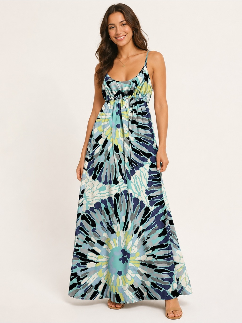 BCBGeneration Size Small Abstract Floral Empire Waist Maxi Dress
